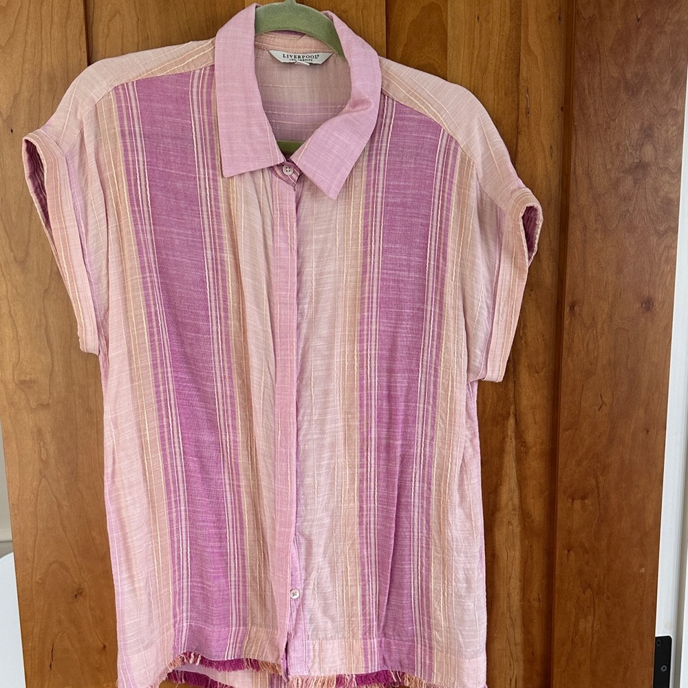 Liverpool Pink and Cream Striped Button-Up Shirt